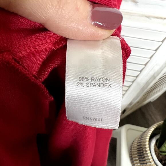 J. JILL Women's Size M Layered Button Back Short Sleeve Summer Dress Sangria Red - Picture 8 of 12